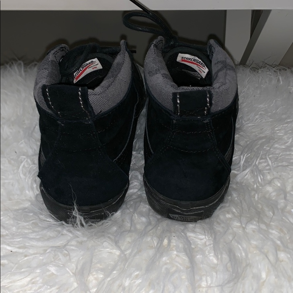 Black on Black High-Top Suede Vans